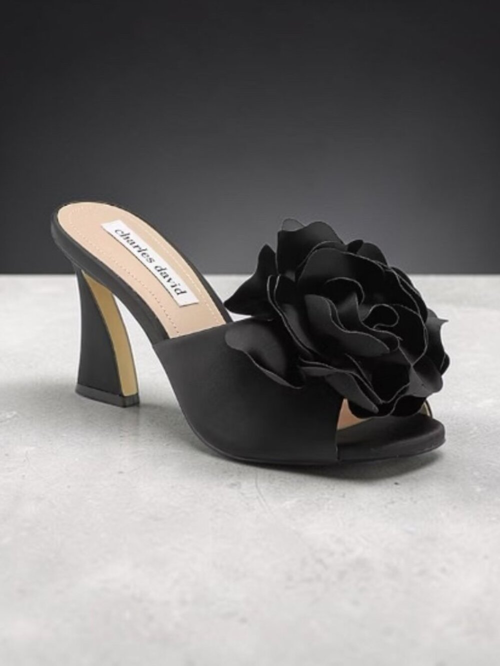 Charles David Kam Womens Round Open Toe Spool Heel Pumps - Black